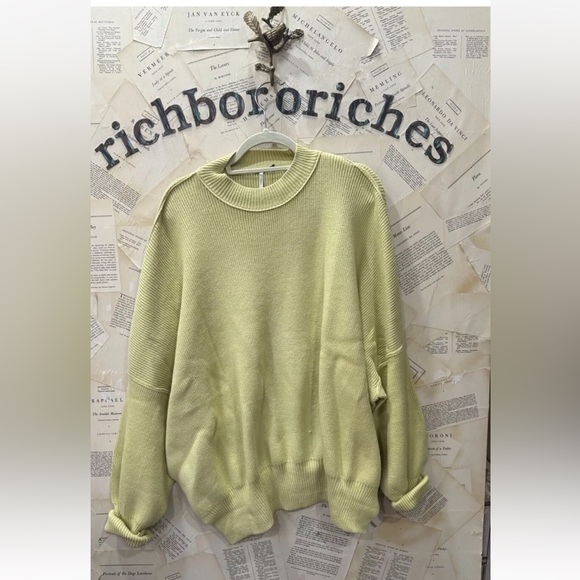 Free People Easy Street Tunic Sweater Ribbed Oversized Golden Mist Sun Yellow - Picture 4 of 5